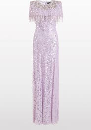 Jenny Packham Eugenie Sequin Fringed Maxi Dress