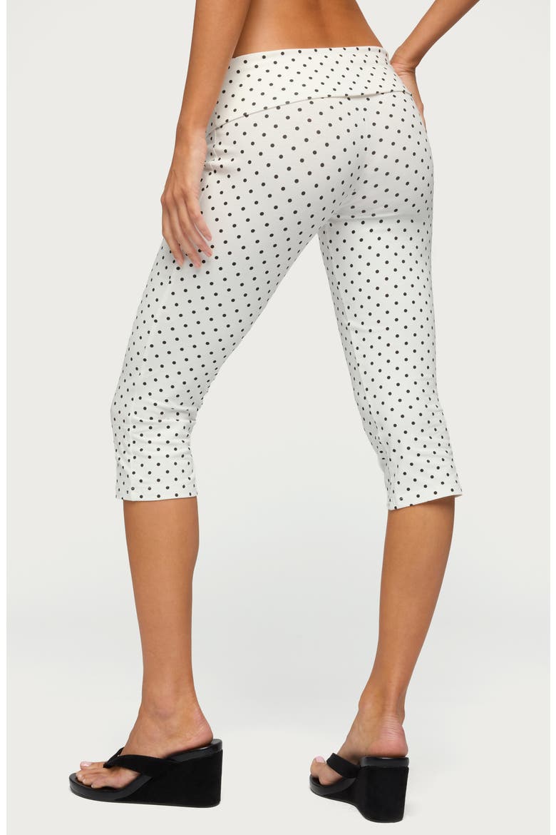 Eloisa Polka Dot Foldover Capri Pants, Alternate, color, WHITE-AND-BLACK