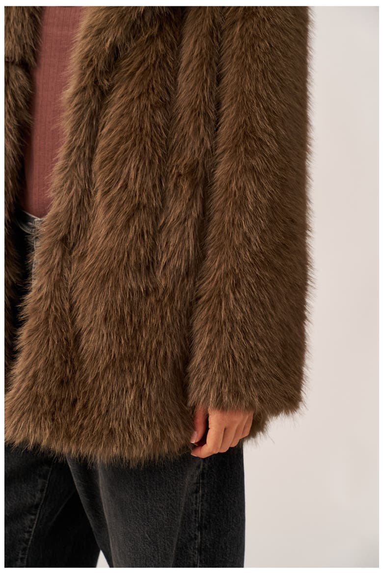 The Luxe Faux Fur Coat, Alternate, color, Brown