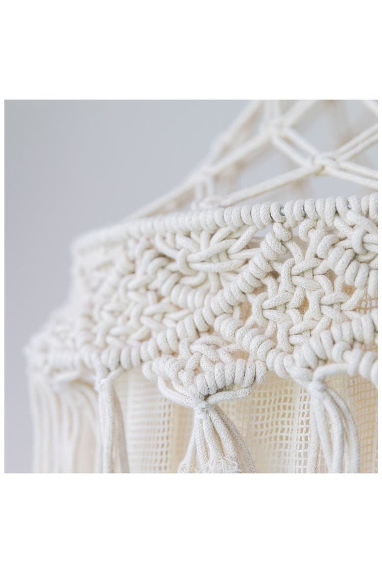Kendi Macramé Trim Cotton Canopy, Alternate, color, BEIGE