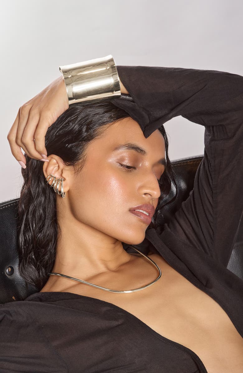 Lady Grey Flare Cuff Bracelet, Alternate, color, Silver