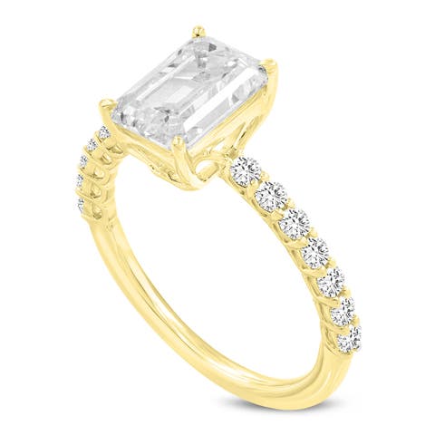 Calista 14K Yellow Gold Emerald Lab Grown Diamond Engagement Ring - 2.41 Ct