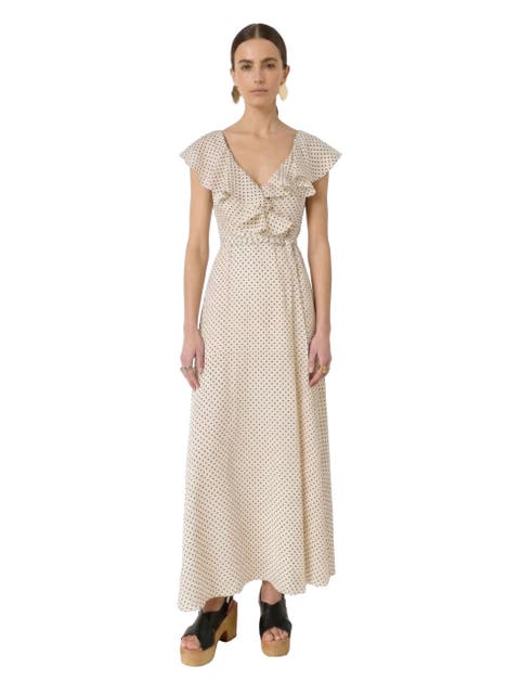 Ruffled V-Neck Maxi Dress