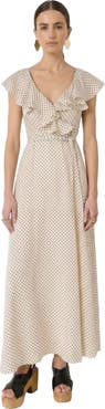 GERARD DAREL Ruffled V-Neck Maxi Dress