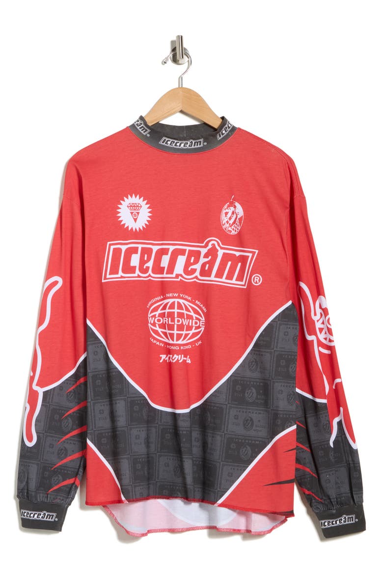 ICECREAM Worldwide Moto Long Sleeve Graphic T-Shirt, Alternate, color, Fiery Red
