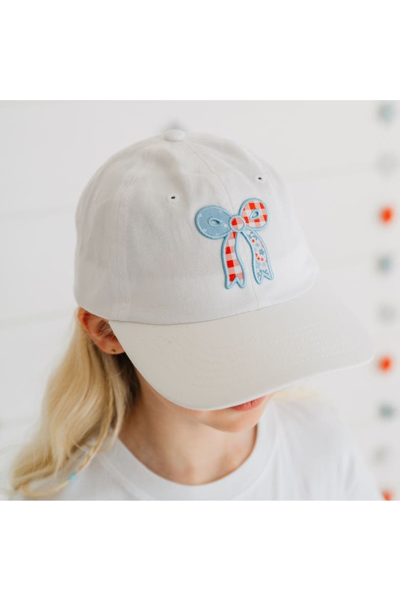 Patchwork Bow Patch Patch Baseball Hat, Alternate, color, White