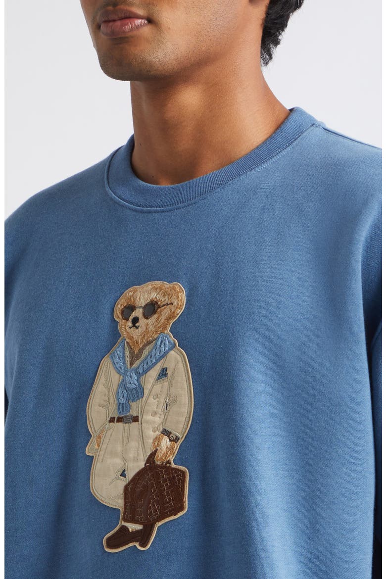 Polo Bear Appliqué Cotton & Cashmere Sweatshirt, Alternate, color, BLUE