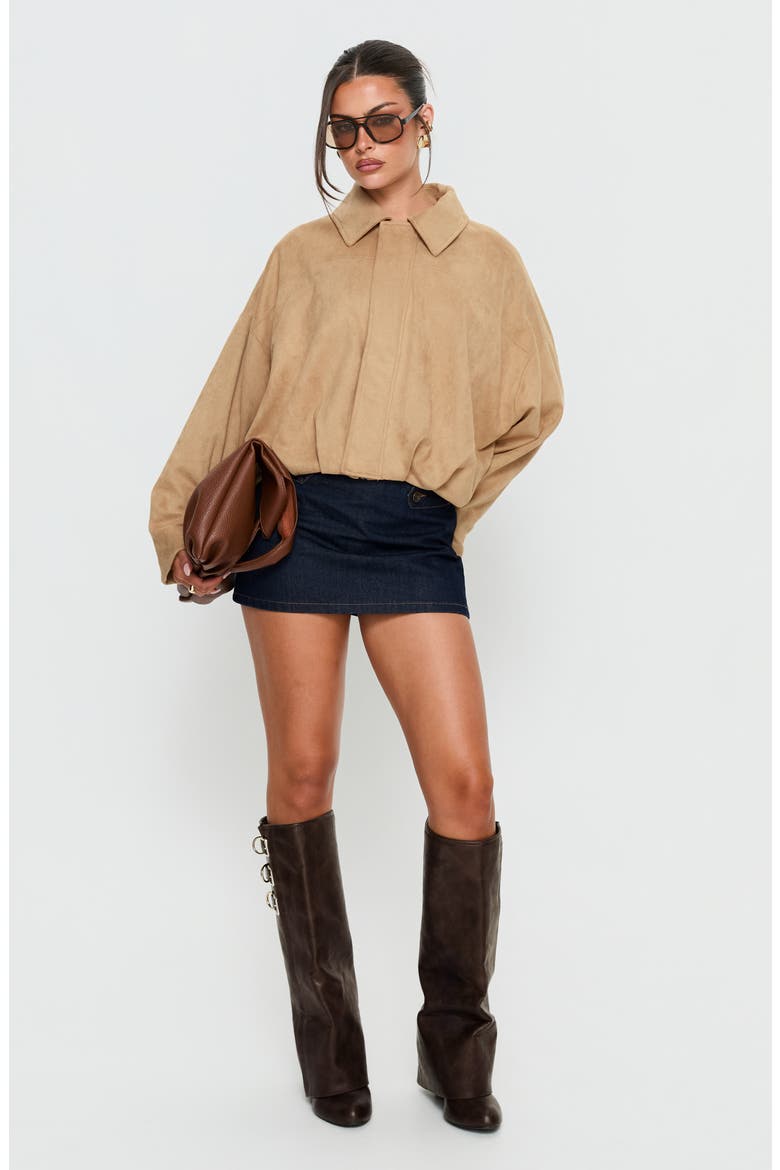 Enlightened Faux Suede Bomber Jacket, Alternate, color, BEIGE