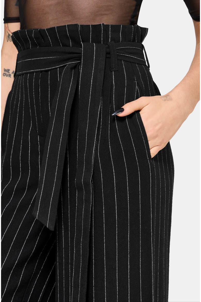 Charli Pinstripe Straight Leg Trouser, Alternate, color, Black