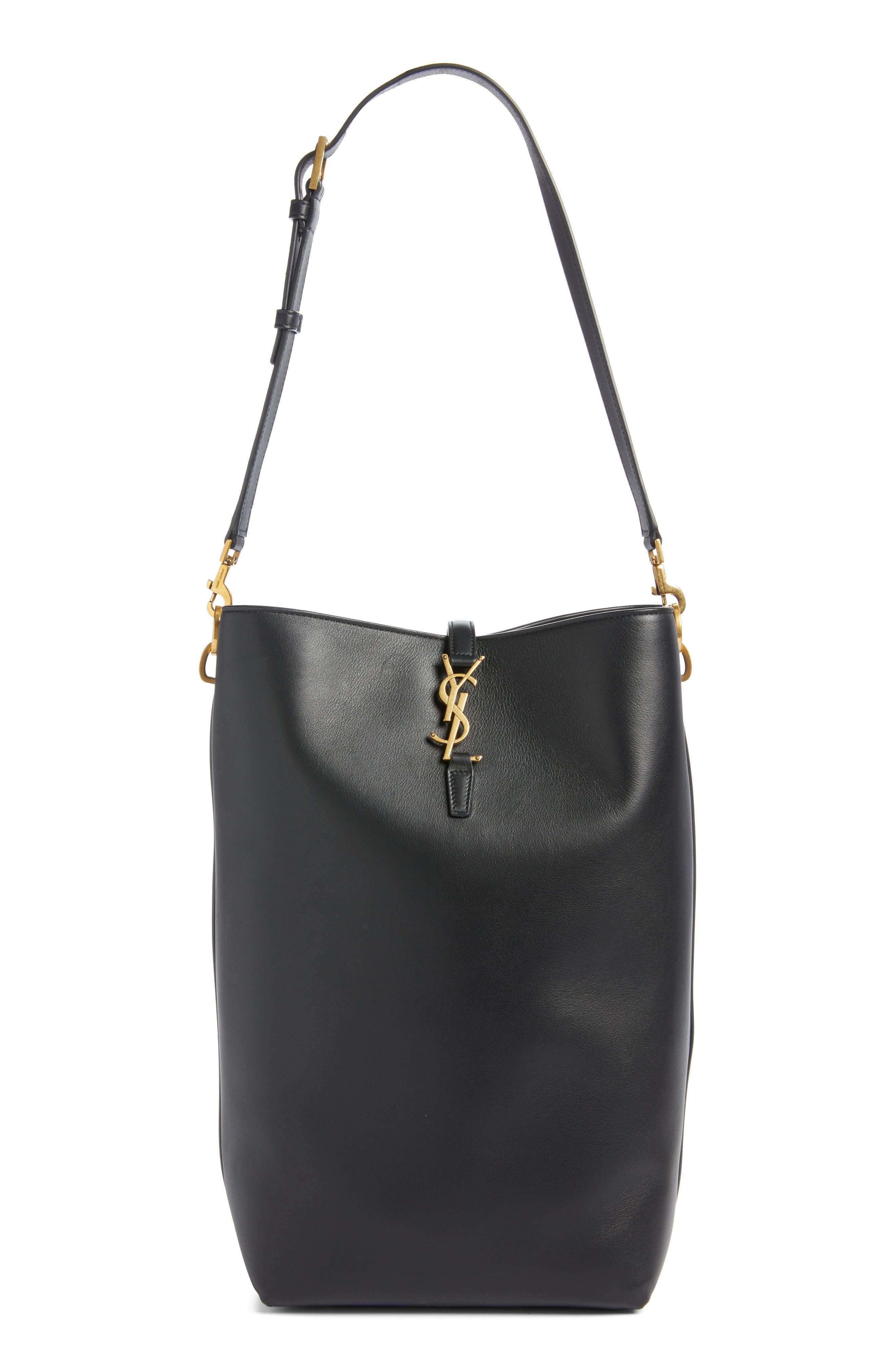 Saint Laurent Le 37 Long Leather Bucket Bag, Main, color, 