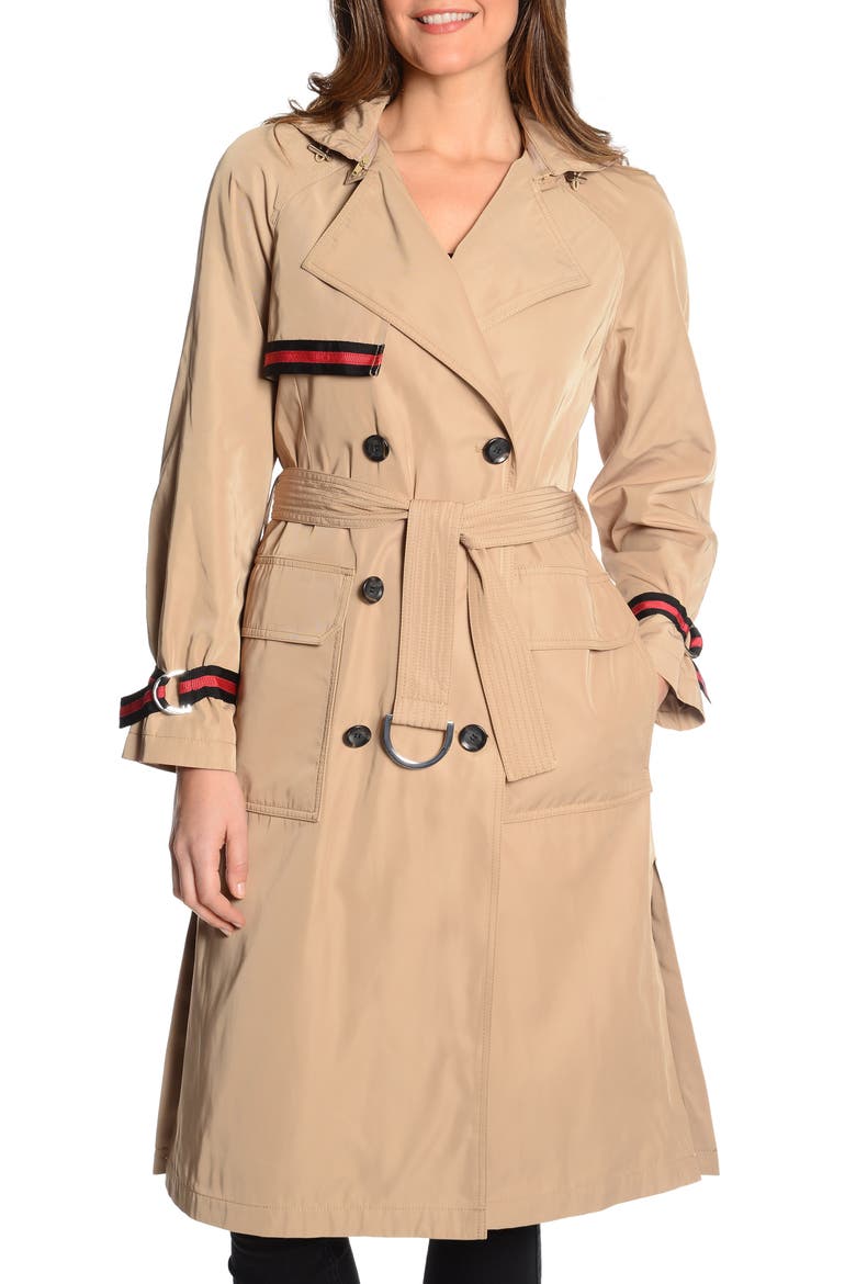Grosgrain Trench Coat, Main, color, KHAKI