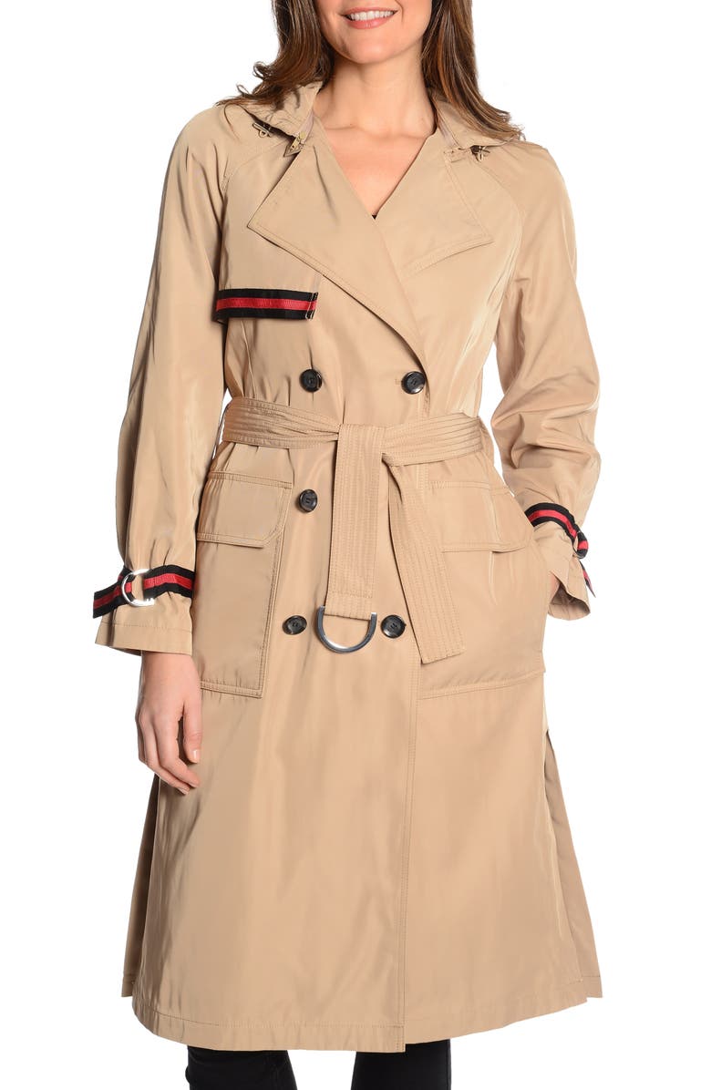 RACHEL Rachel Roy Grosgrain Trench Coat, Main, color, 