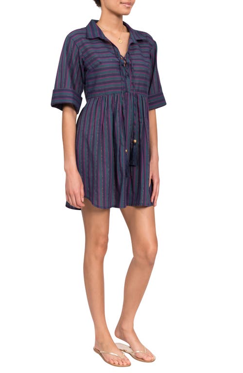Everyday Ritual Georgina Stripe Cover-up Minidress In Peacock Stripe