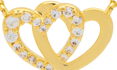 Estella Bartlett Cubic Zirconia Interlocking Heart Pendant Necklace In Gold