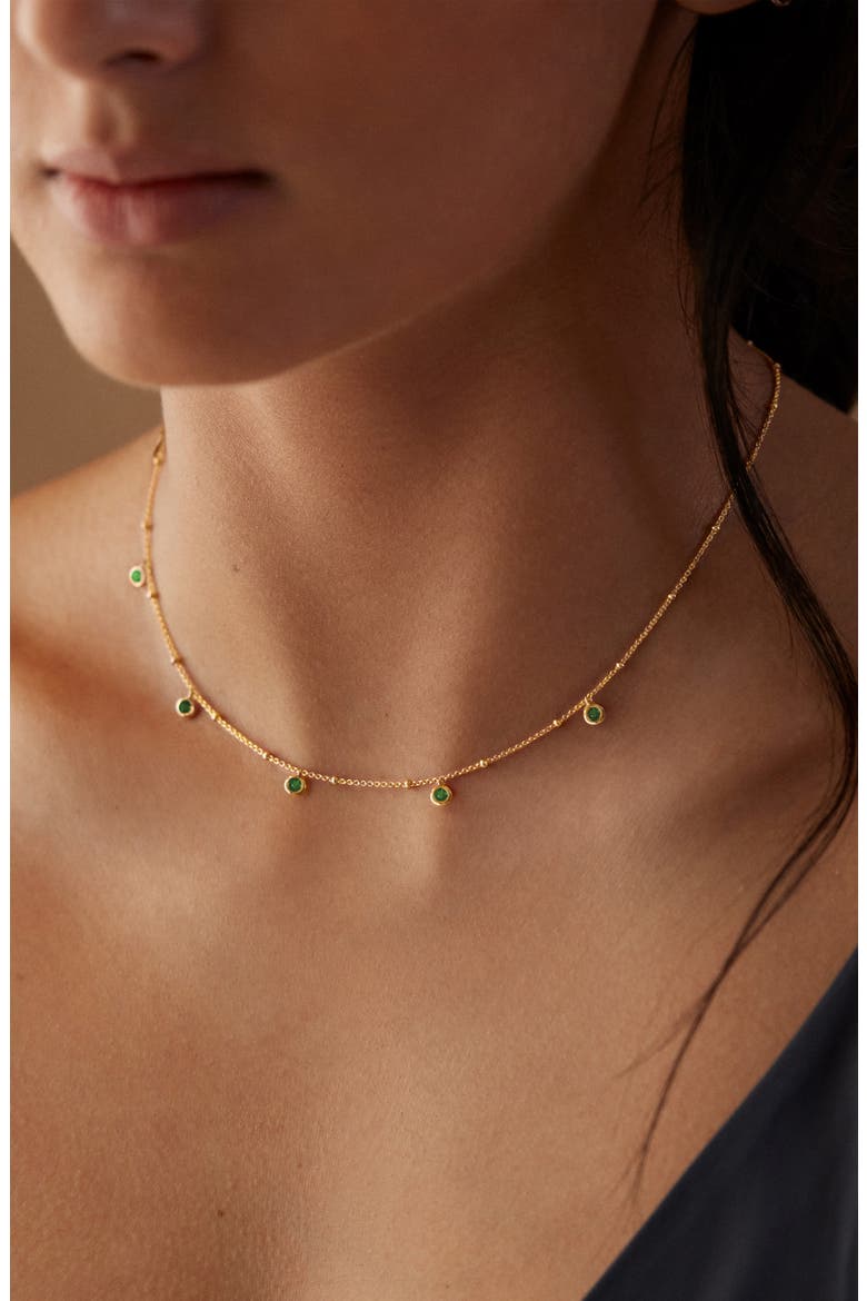 Mini Green Onyx Choker Necklace, Alternate, color, YELLOW GOLD