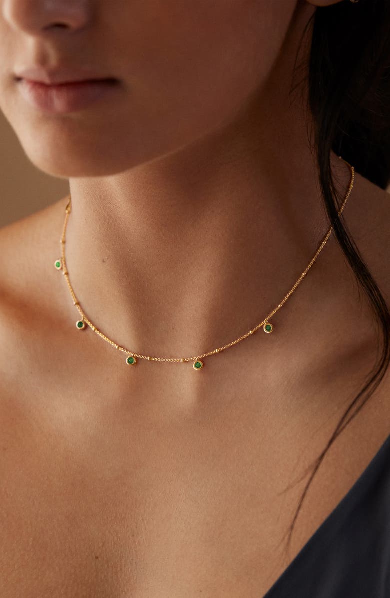 Monica Vinader Mini Green Onyx Choker Necklace, Alternate, color, Yellow Gold