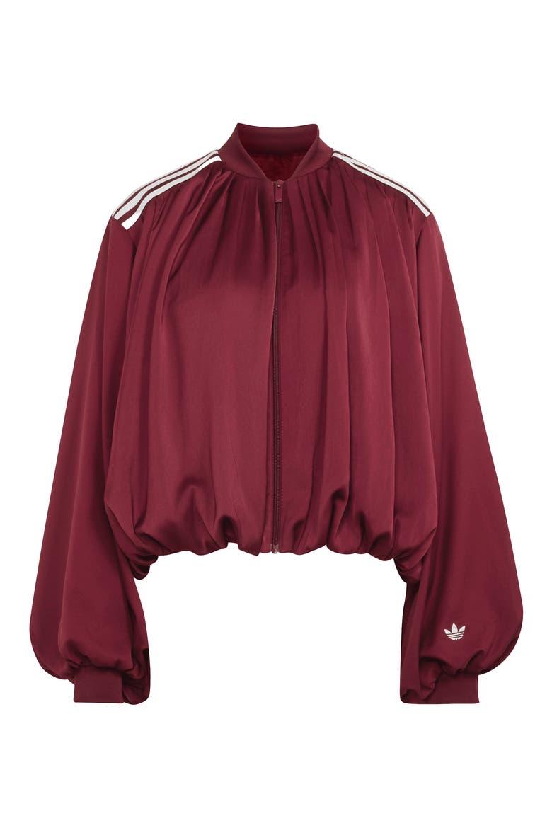 Satin Pleated Track Top, Alternate, color, SHADOW RED