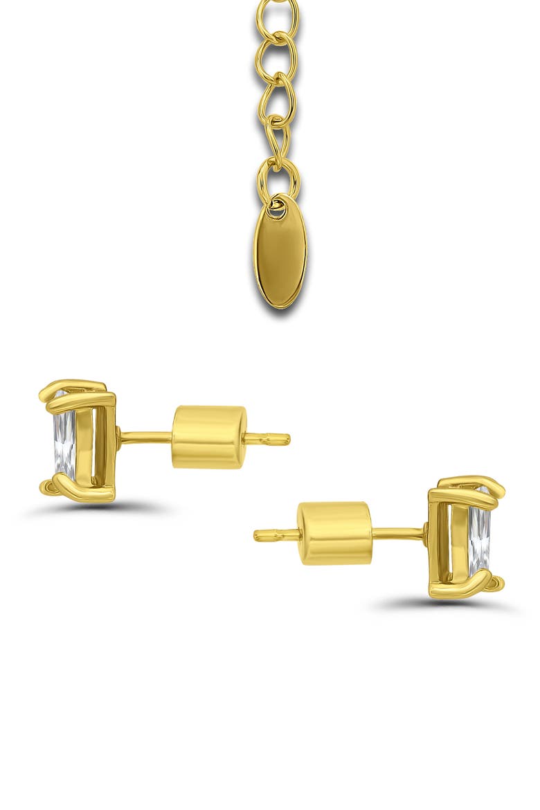 Cubic Zirconia Floral Necklace & Stud Earrings Set, Alternate, color, GOLD