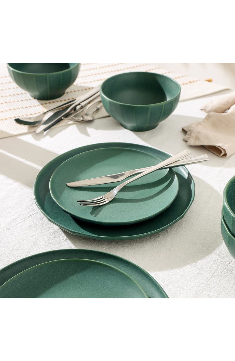 Stone Lain Rio Stoneware 4-Piece Dinner Plate Set, Main, color, Green