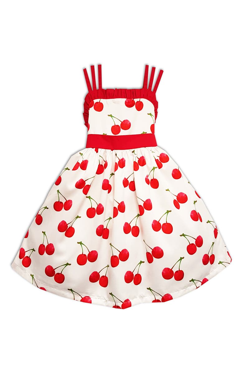 JOE-ELLA Kids' Cherry Print Dress, Main, color, Red