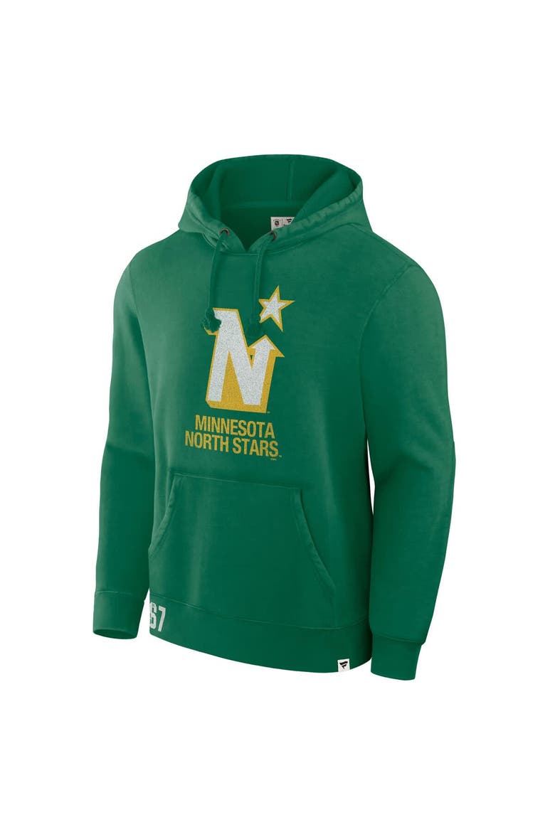 Men's Fanatics Kelly Green Minnesota North Stars Decades Collection Tradition Fleece Pullover Hoodie, Alternate, color, Kelly Green