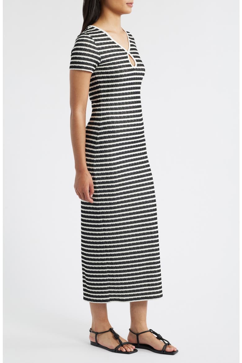 Keyhole Midi Dress, Alternate, color, BLACK/ IVORY