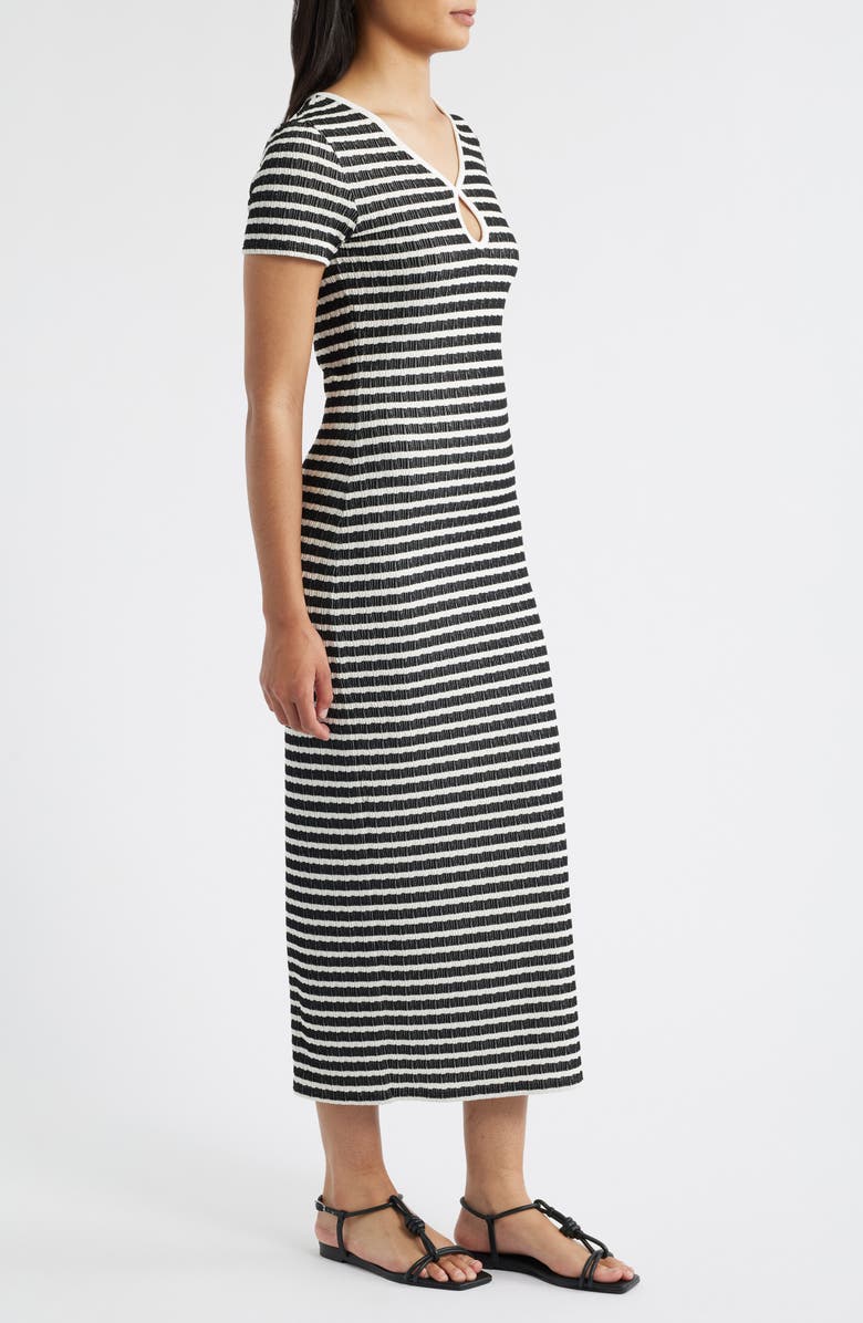 Loveappella Keyhole Midi Dress, Alternate, color, Black/ Ivory