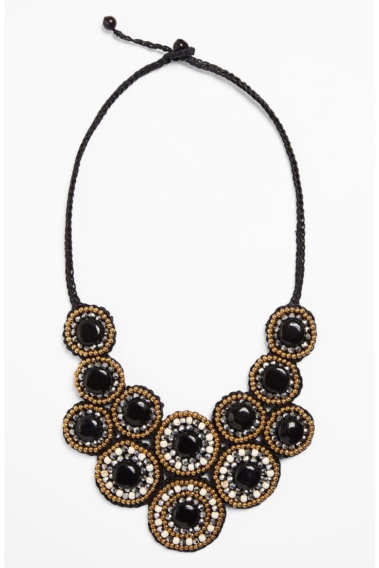 Circle Bib Necklace, Main, color, BLACK