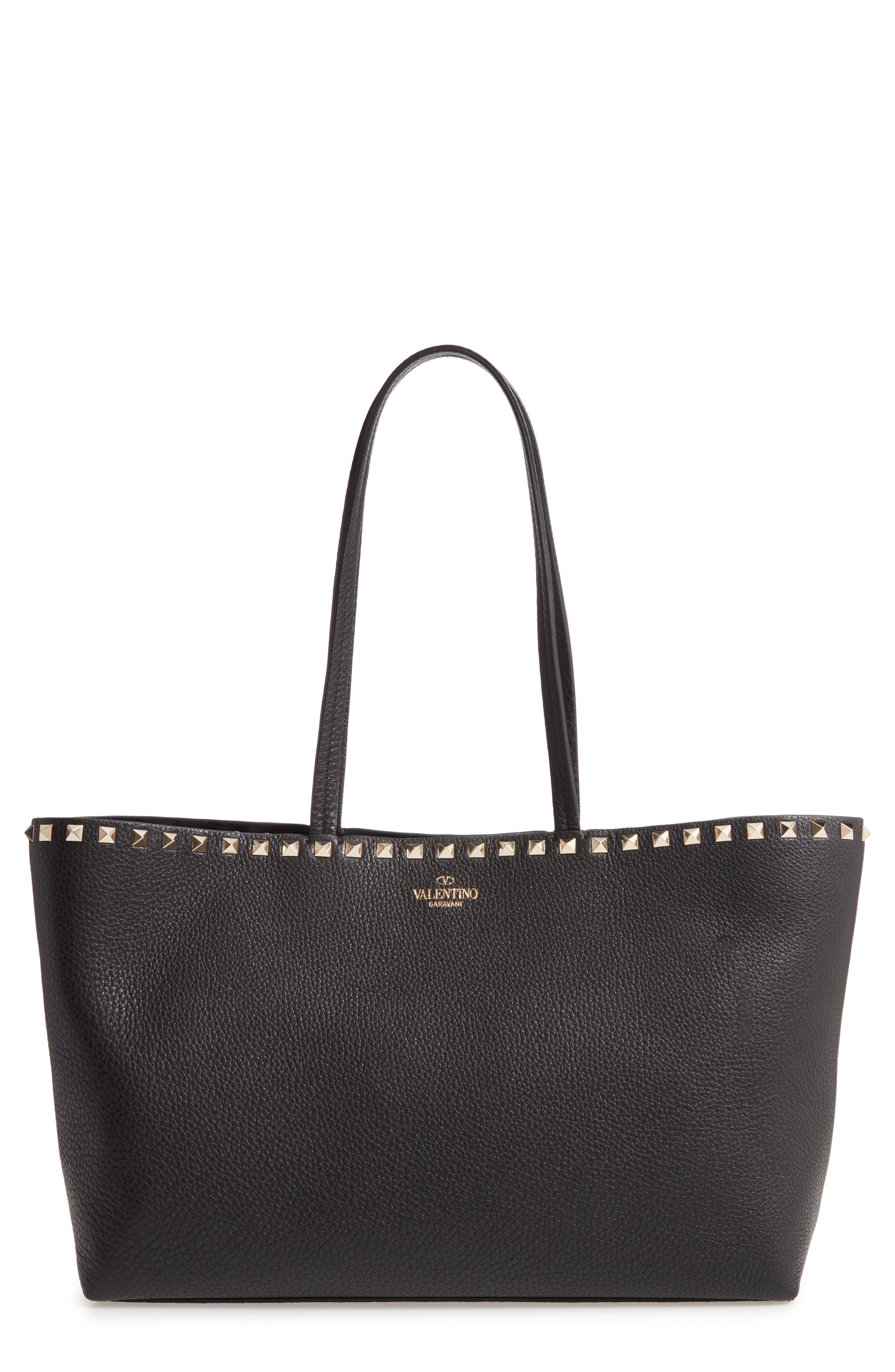 Valentino Garavani Small Rockstud Leather Tote, Main, color, 