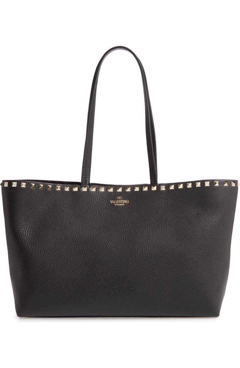 Valentino Garavani Small Rockstud Leather Tote, Main, color,