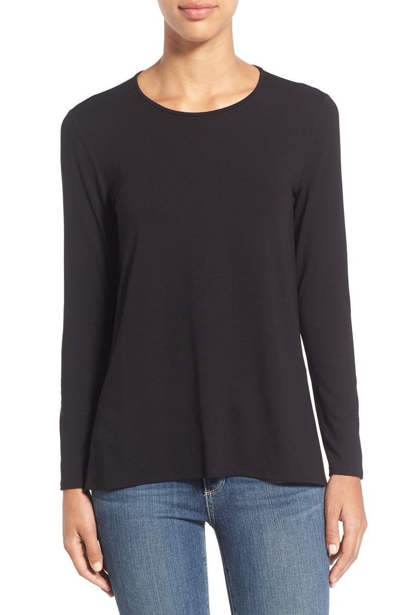 Eileen Fisher Crewneck Long Sleeve Jersey Tee, Main, color, 
