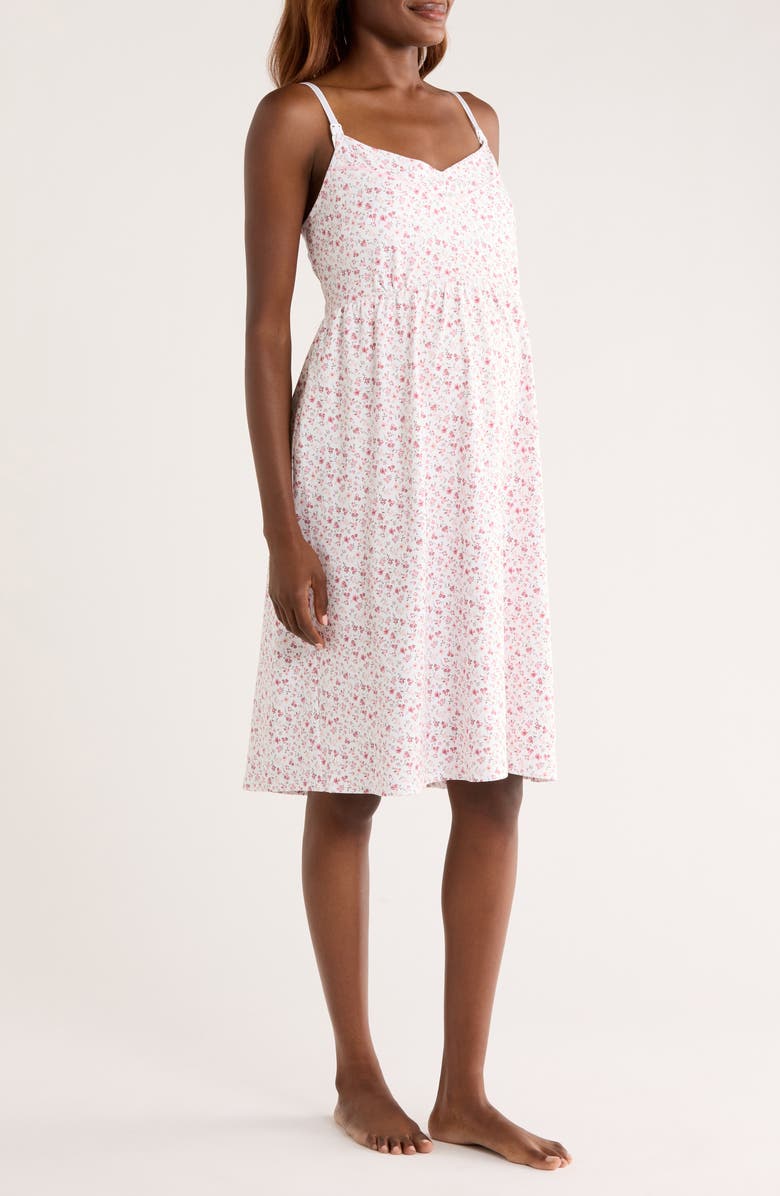 Petite Plume Luxe Floral Pima Cotton Maternity Nightgown, Alternate, color, Dorset Floral