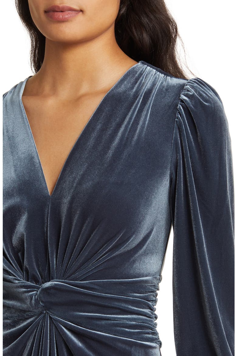 twist front long sleeve velvet fit & flare dress Twist Front Long Sleeve Velvet Fit & Flare Dress (Women)