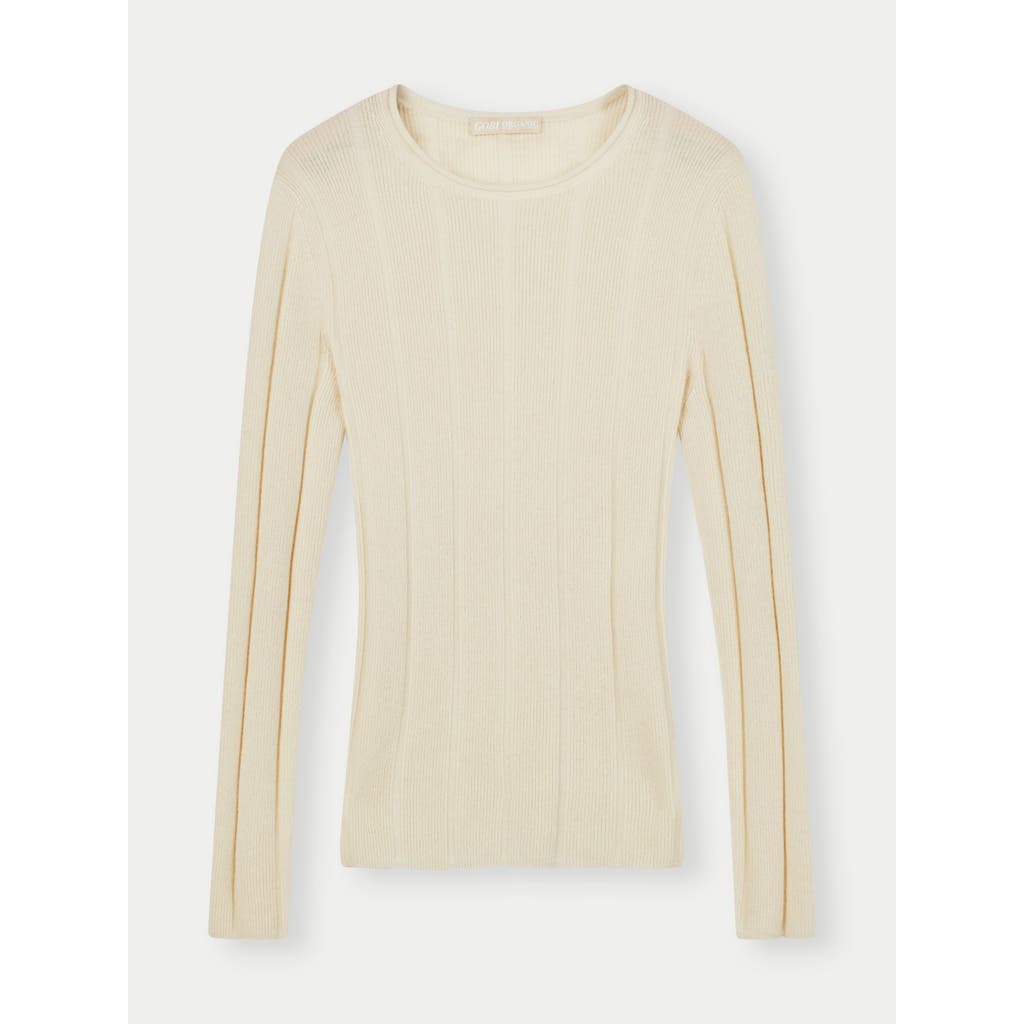 Gobi Mongolian Cashmere Organic Color C-neck Cashmere Sweater In Off White