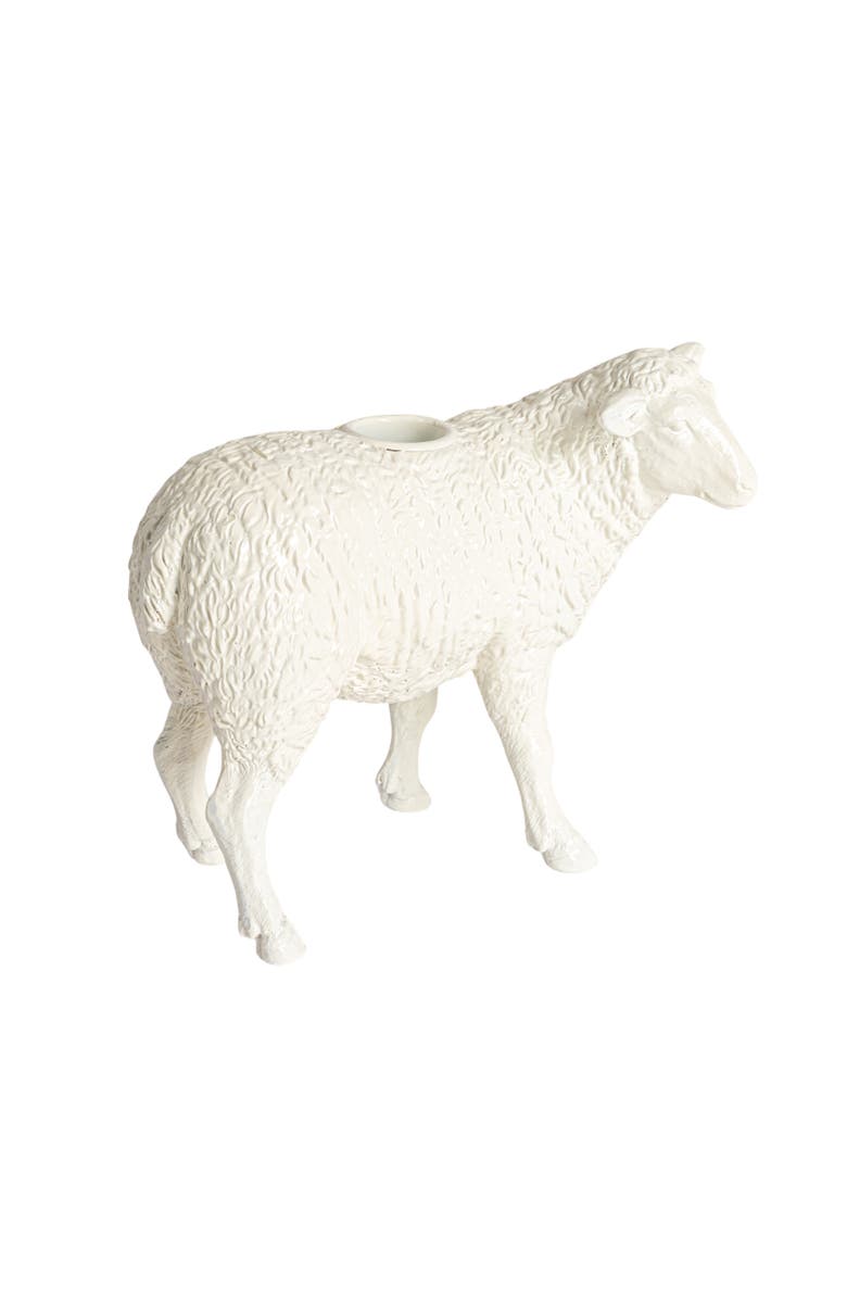 Storied Home Pastoral Elegance Sheep Taper Holder, White, Main, color, White