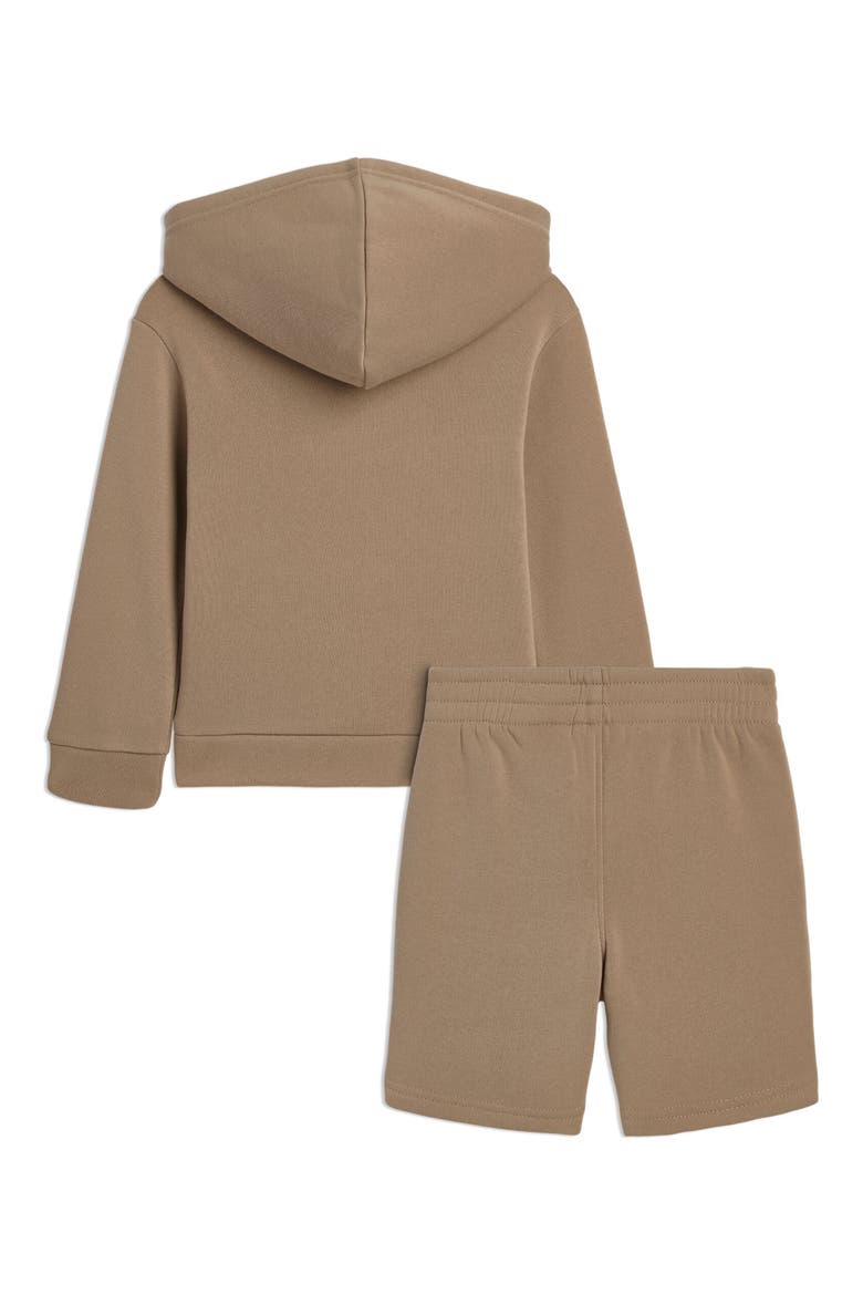 Kids' Fleece Hoodie & Shorts Set, Alternate, color, PALE BROWN