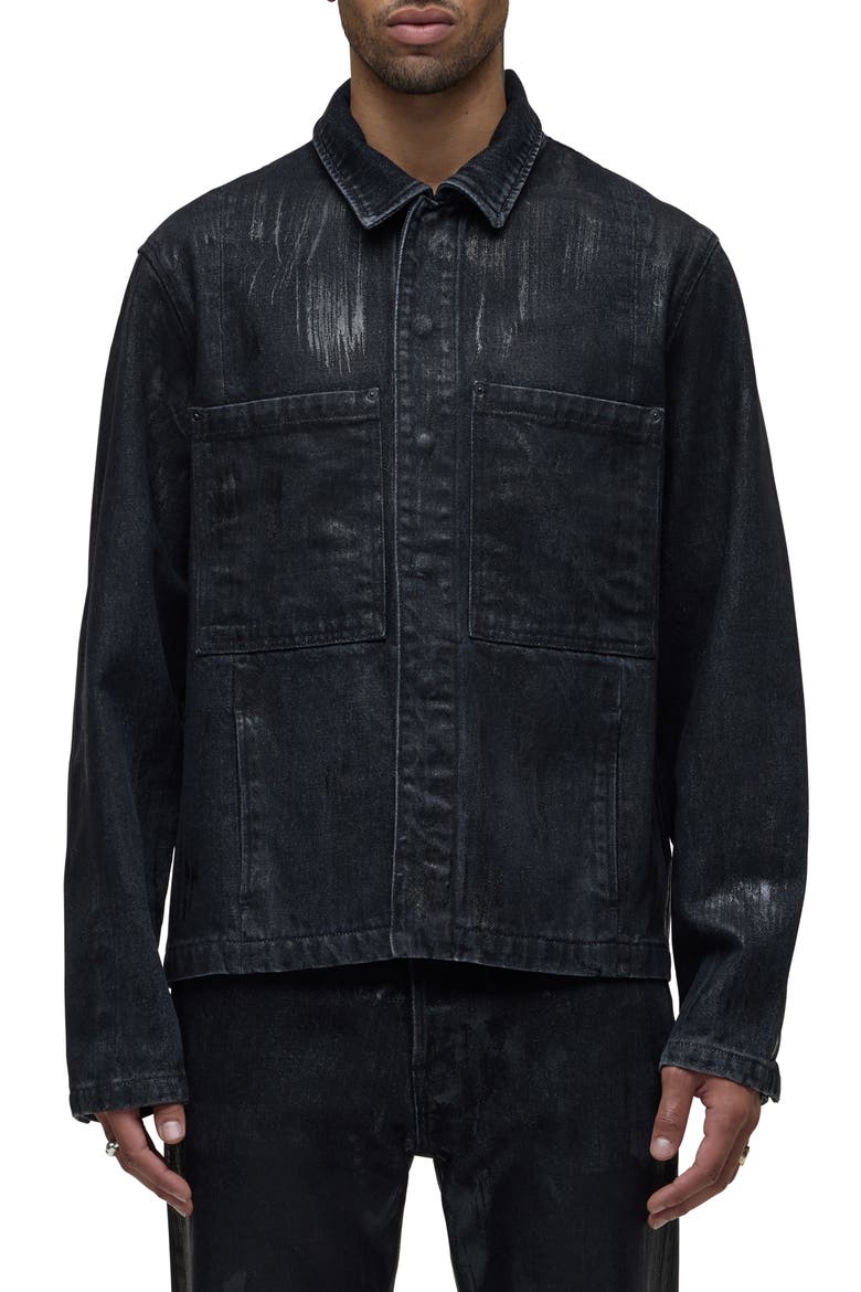 Distressed Denim Snap-Up Worker Jacket, Main, color, JACKSON