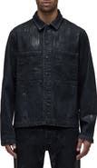 Hudson Jeans Distressed Denim Snap-Up Worker Jacket