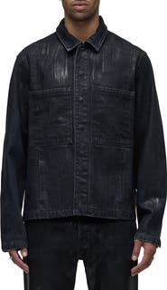 Hudson Jeans Distressed Denim Snap-Up Worker Jacket