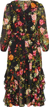 City Chic Macie Floral Tie Waist Maxi Dress