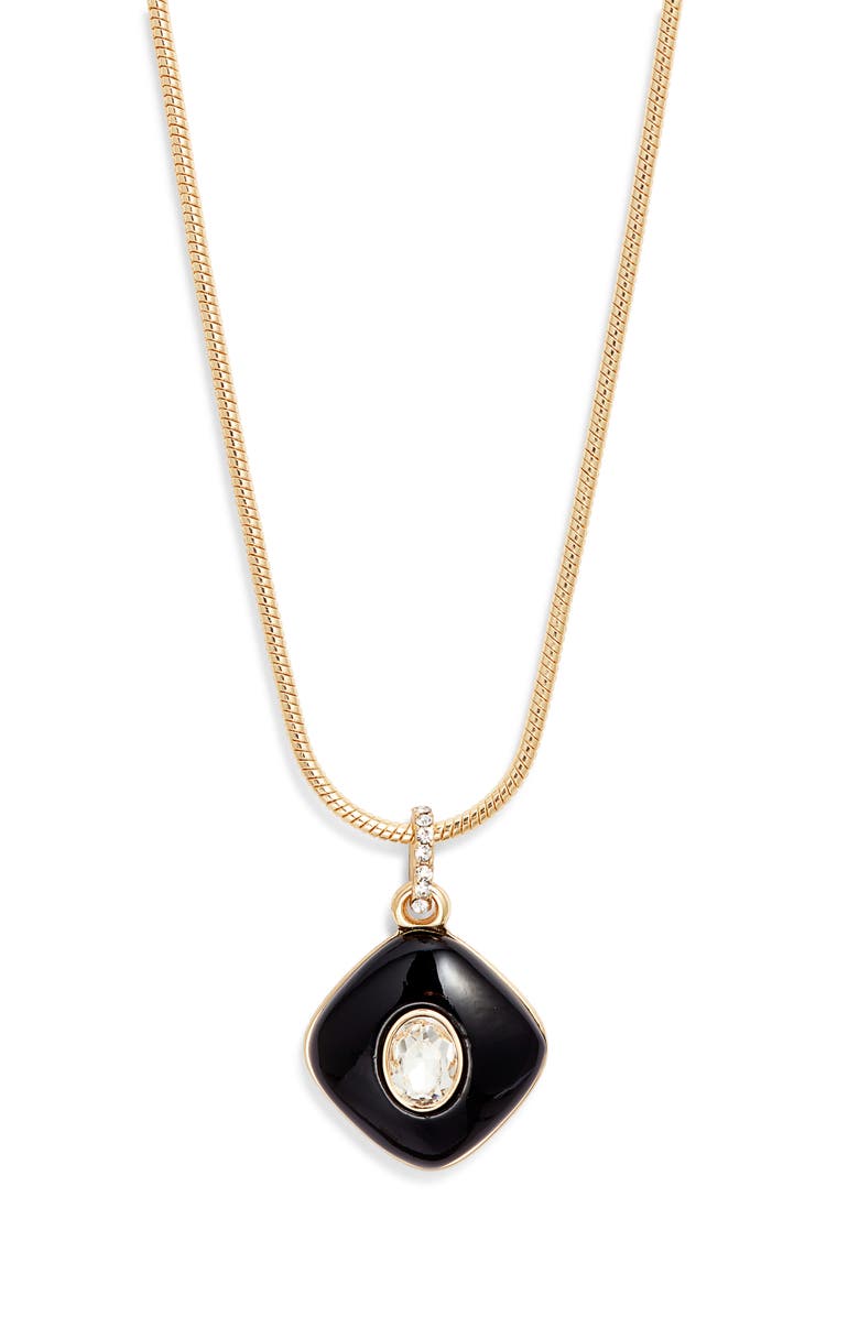 Nordstrom Domed Resin & Crystal Pendant Necklace, Main, color, Clear- Black- Gold