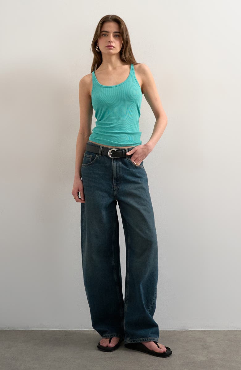 Topshop Rib Racerback Tank, Alternate, color, Mblue