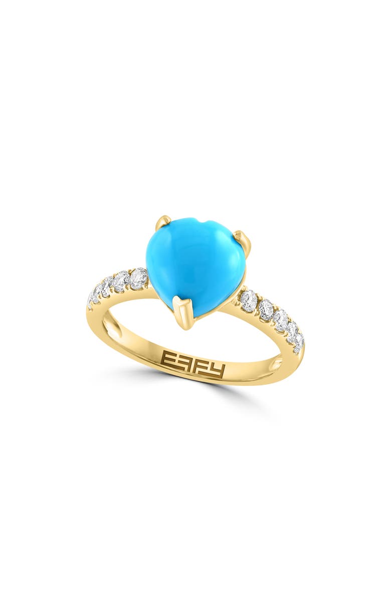 EFFY 14K Yellow Gold Turquoise & Diamond Ring, Main, color, 