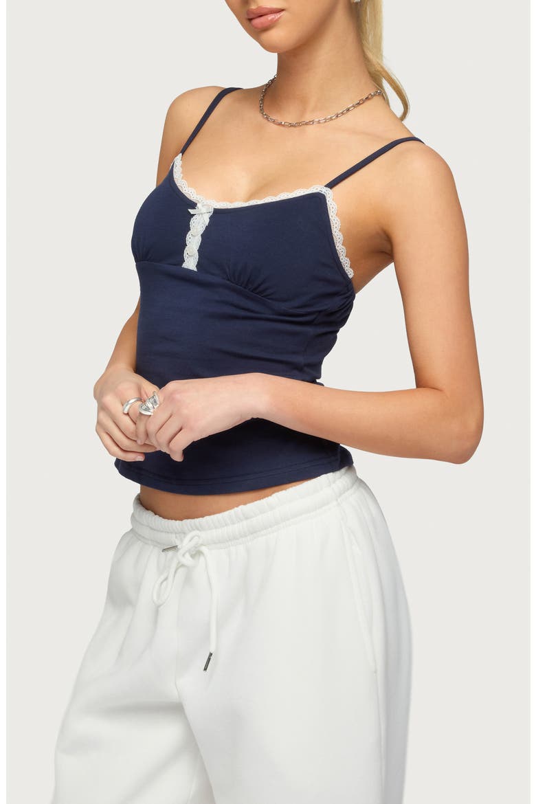 Olezka Lace Trim Camisole, Alternate, color, NAVY