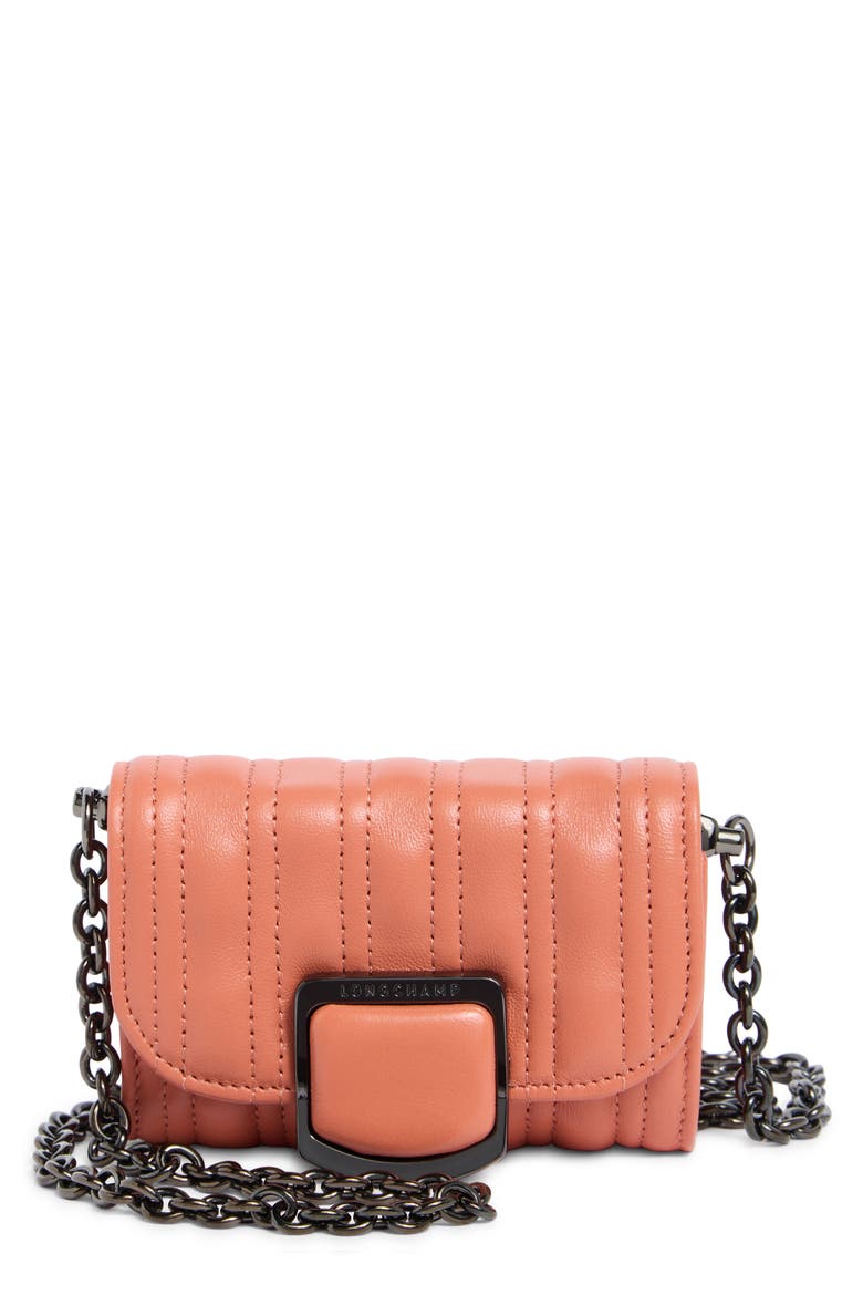 Brio Quilted Leather Card Holder on a Chain, Main, color, BLUSH
