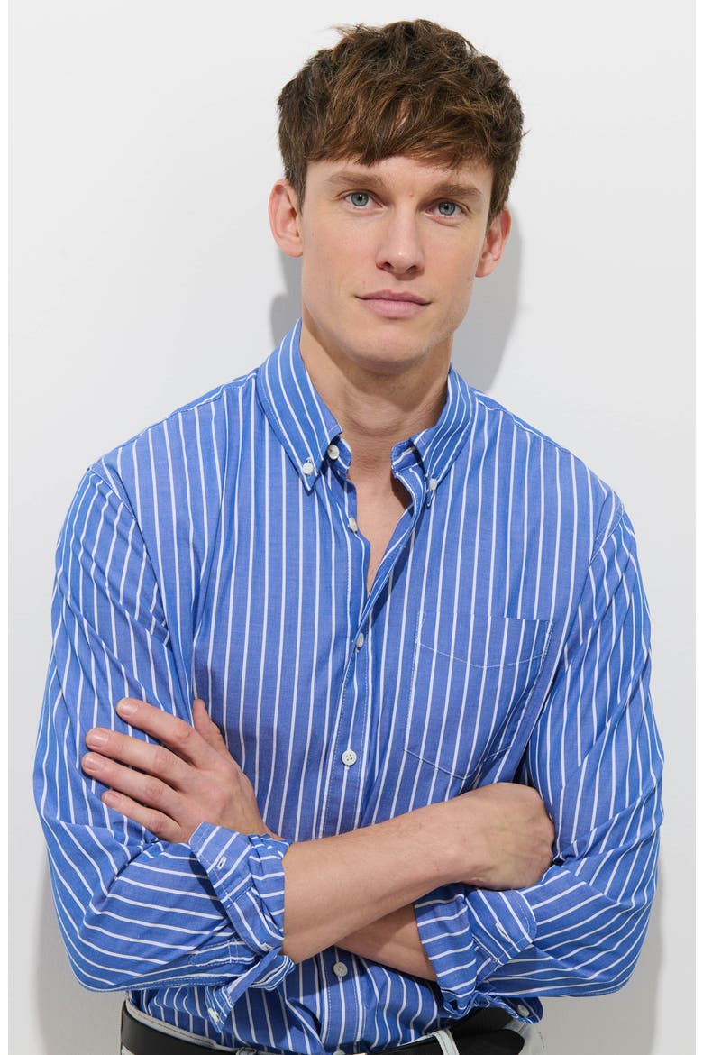 Mill Thing Stripe Button-Down Shirt, Alternate, color, BLUE/ IVORY