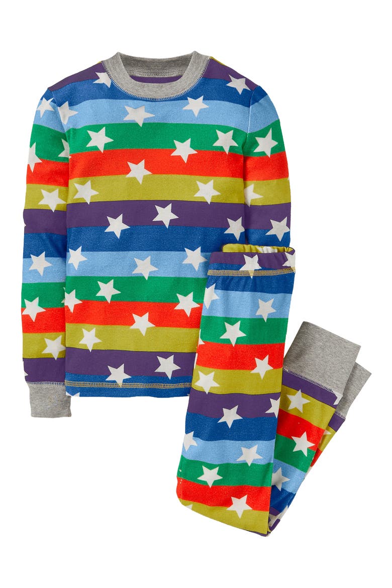 Kids' Glow in the Dark Fitted Two-Piece Pajamas, Main, color, RAINBOW GLOWING STARS