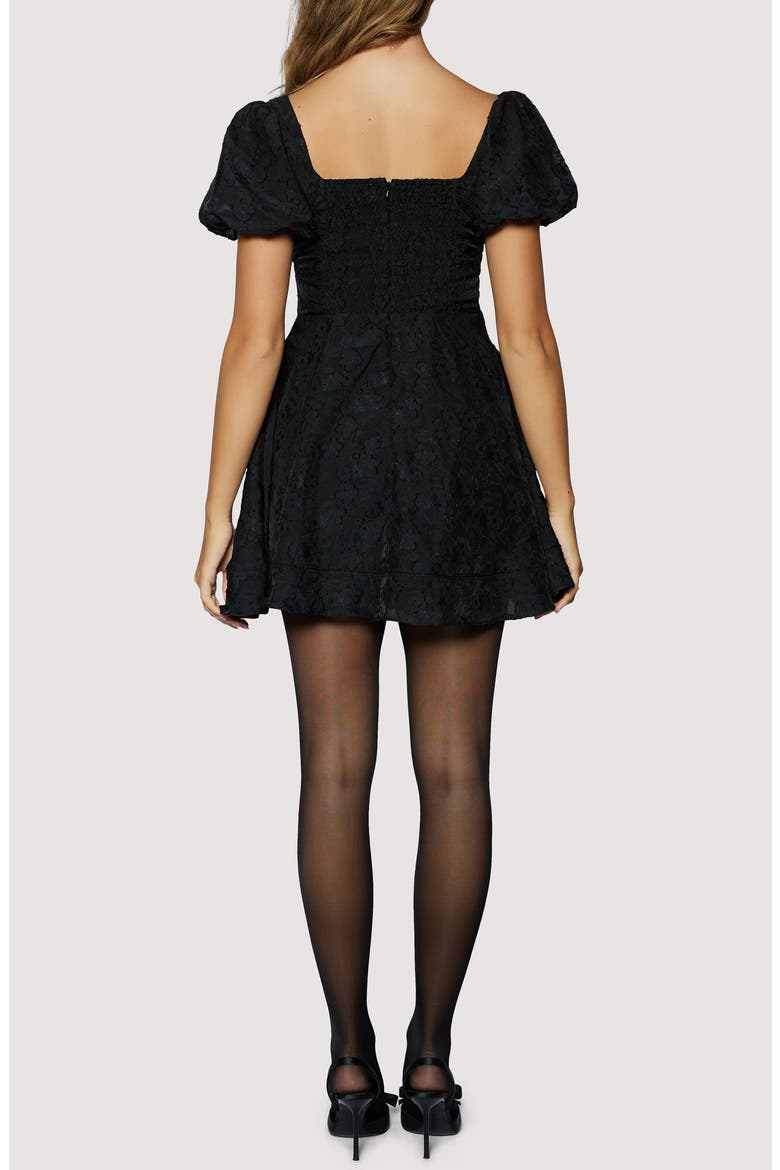 Petal Veil Jacquard Minidress, Alternate, color, BLACK
