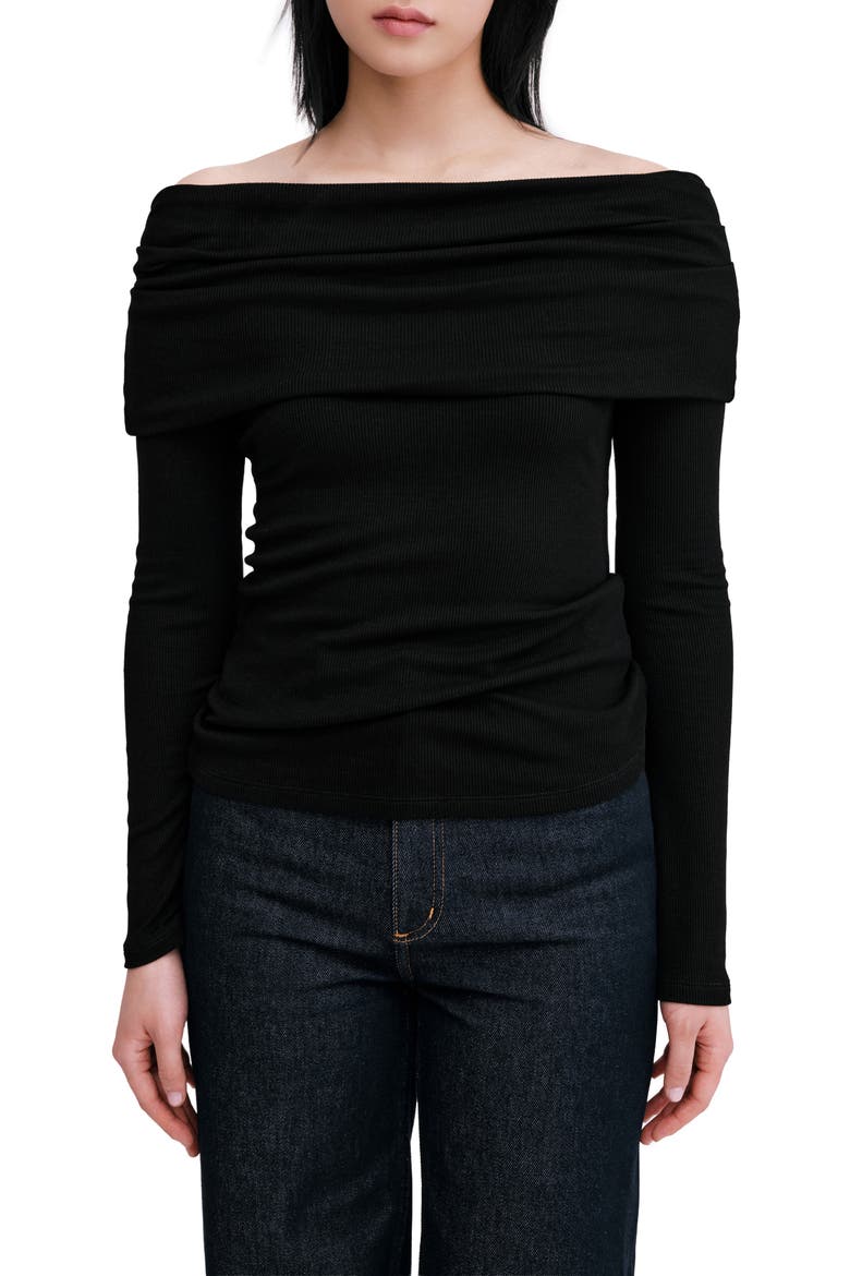 Bennett Off the Shoulder Knit Top, Main, color, BLACK