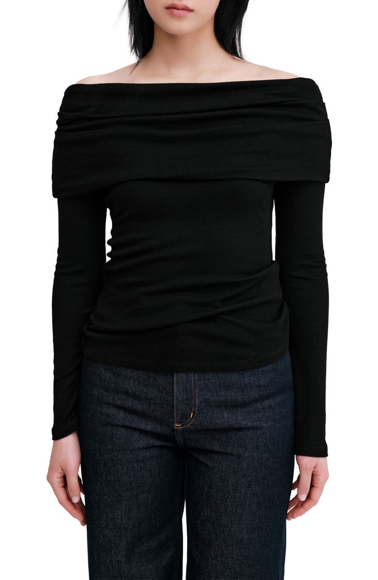 Marcella Bennett Off the Shoulder Knit Top, Main, color, Black